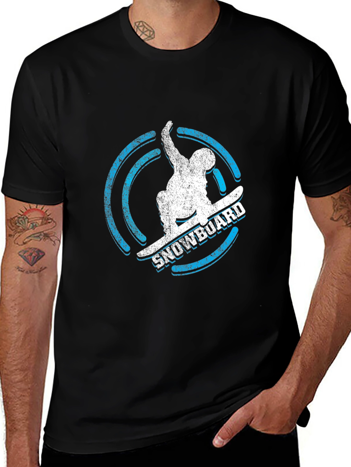 Cool Snowboarder Graphic Tee - Black Cotton T-Shirt