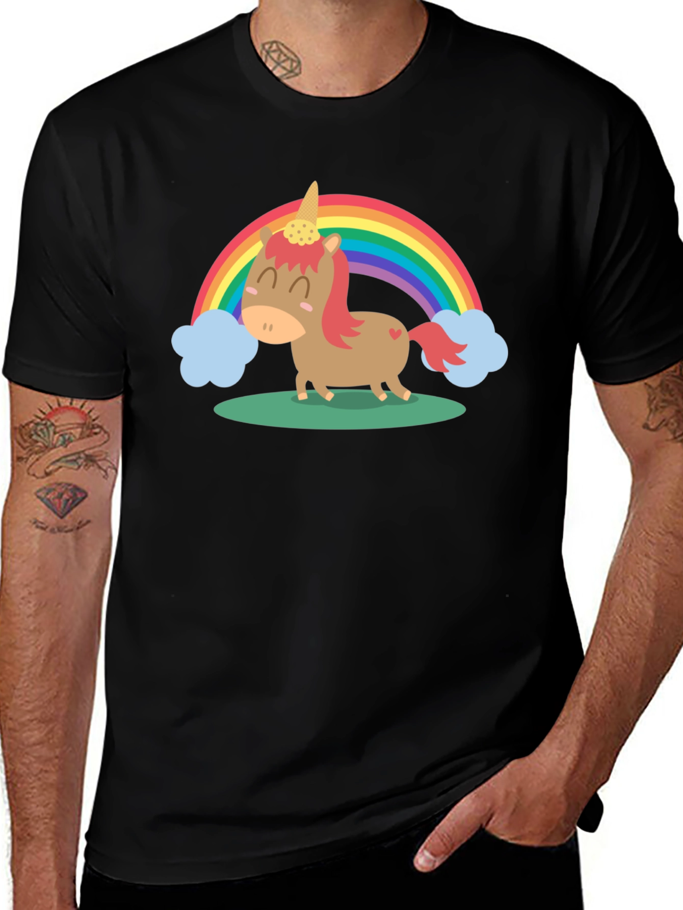 Unicorn Rainbow Graphic Tee - Cute Cartoon T-Shirt