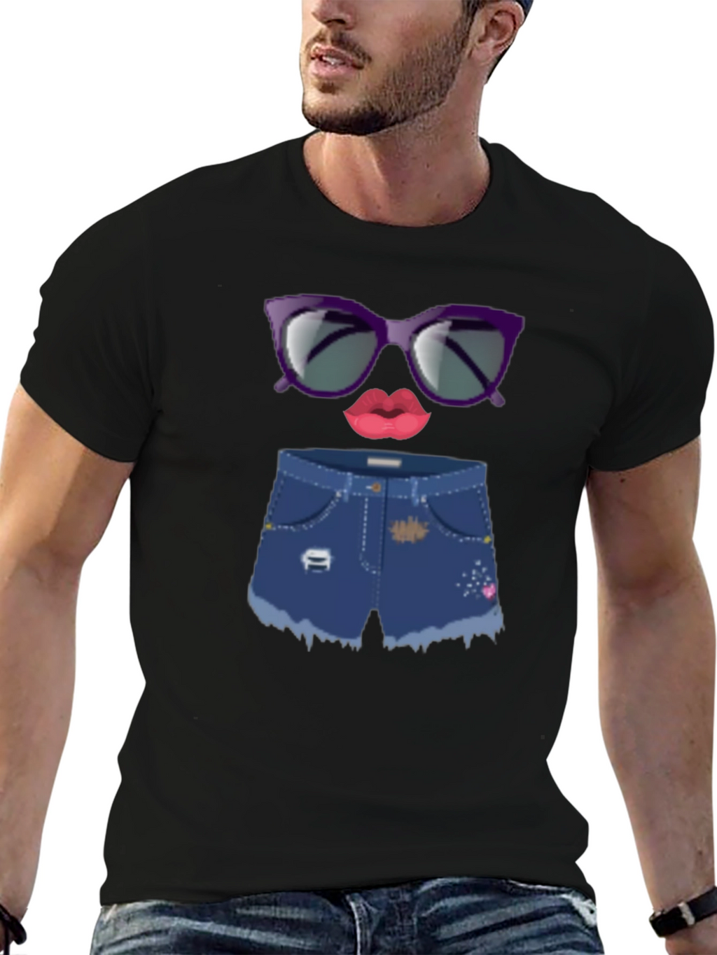 Fun Emoji Face Graphic Tee - Black