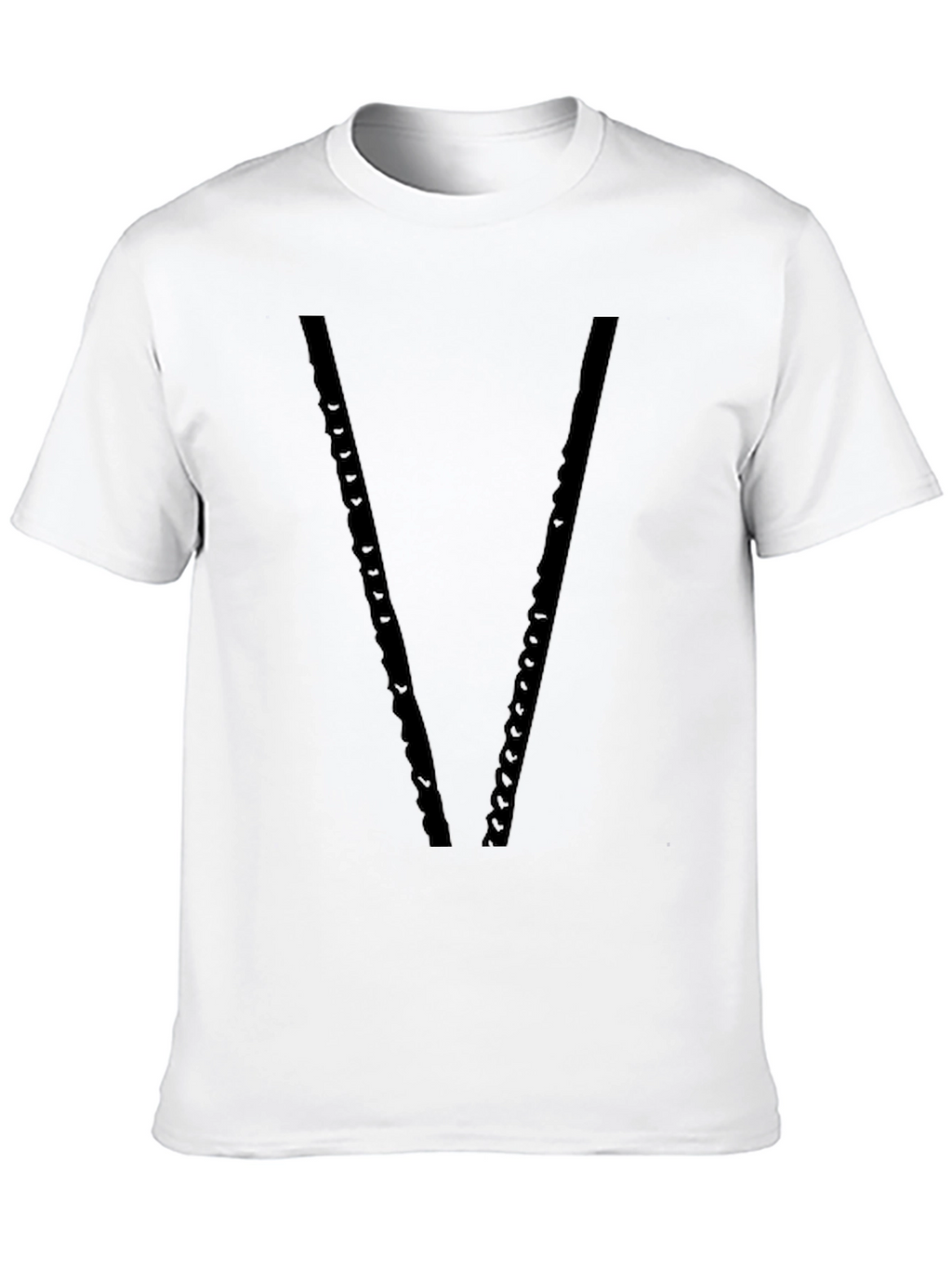 Mens Black V-Neck Chain Design T-Shirt