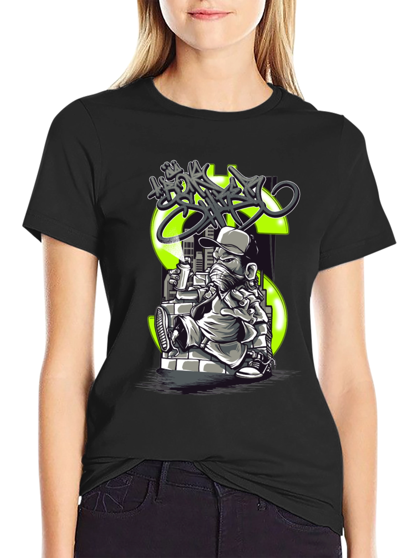 Graffiti Dollar Sign Black T-Shirt