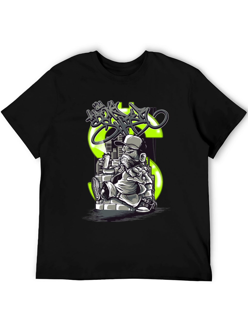 Graffiti Dollar Sign Black T-Shirt