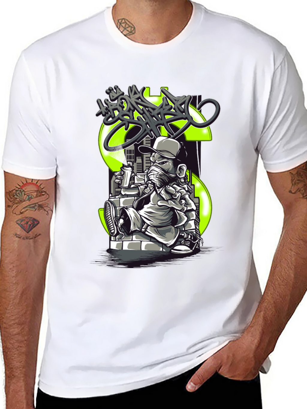 Graffiti Dollar Sign Black T-Shirt