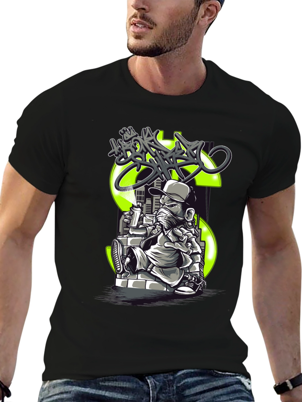 Graffiti Dollar Sign Black T-Shirt