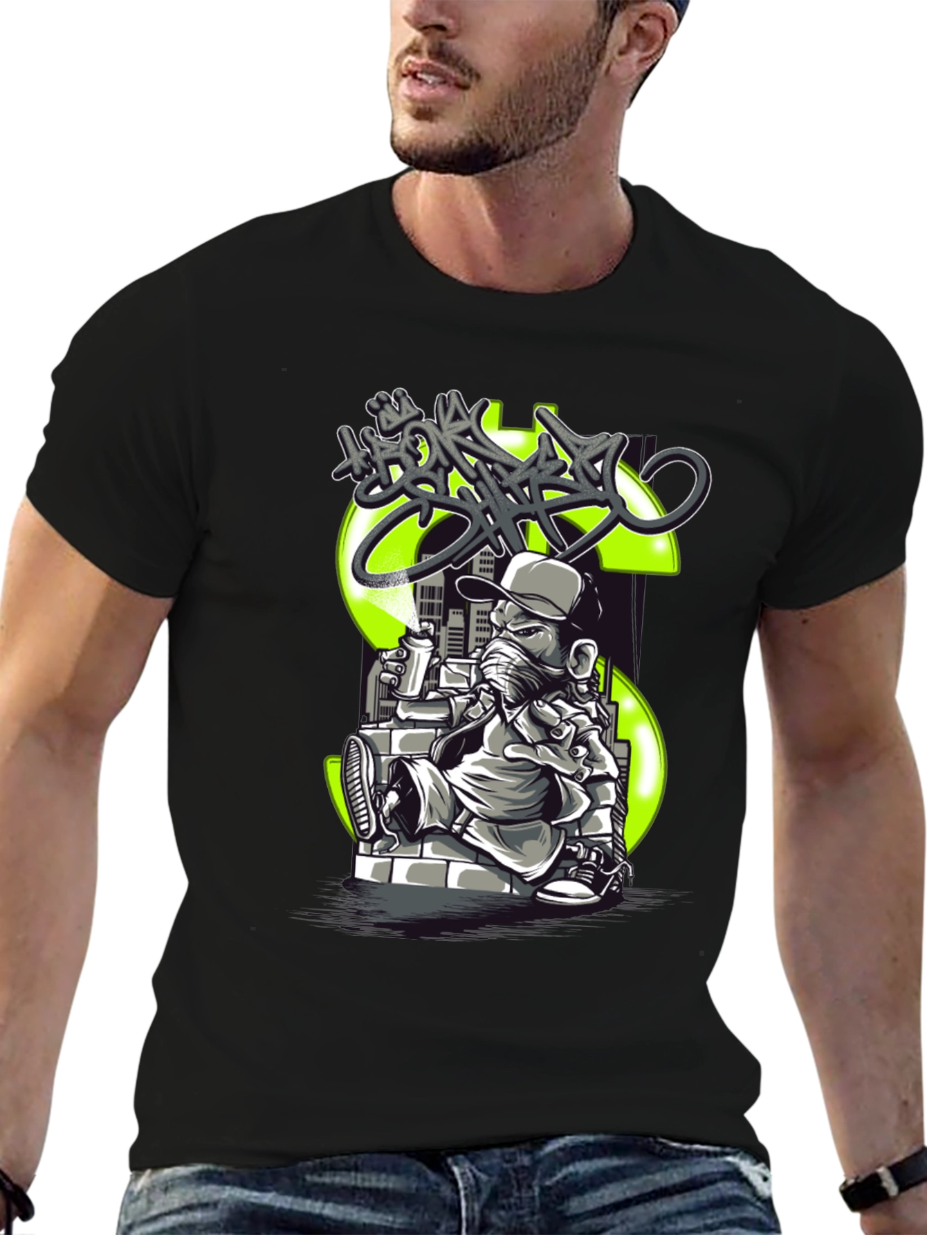 Graffiti Dollar Sign Black T-Shirt