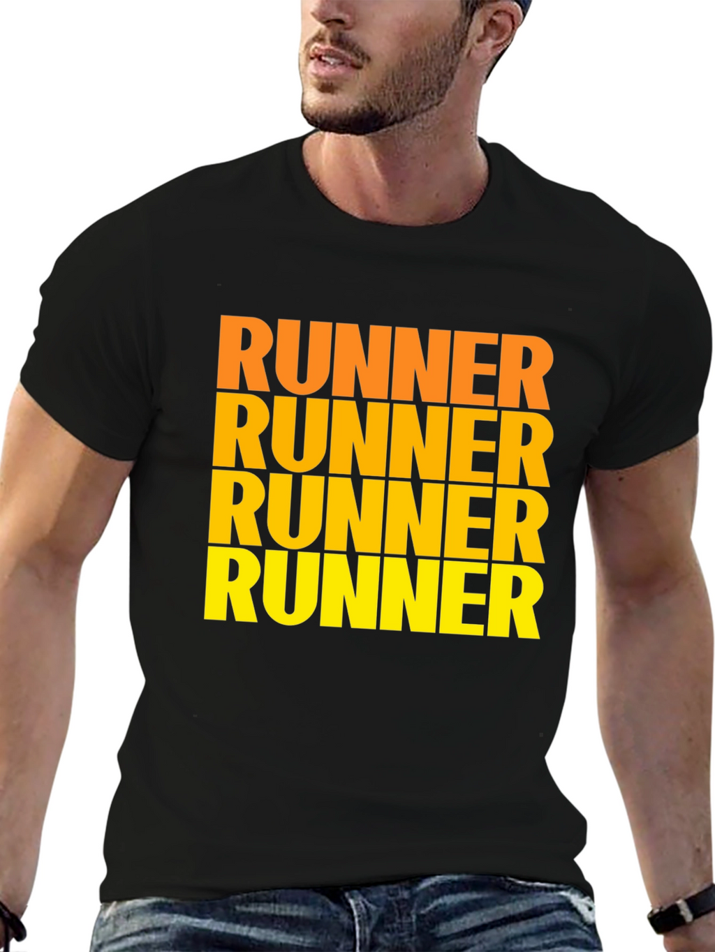 Runner Text Graphic Black T-Shirt