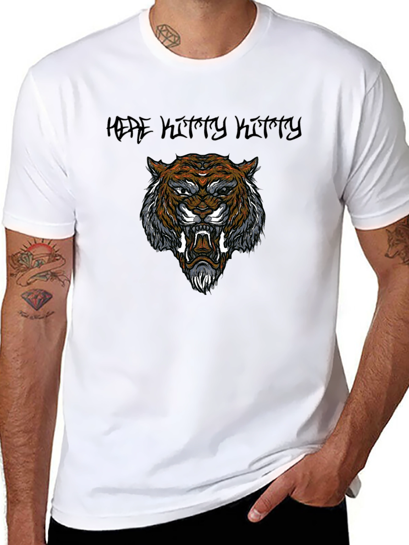 Tiger Graphic Print Black T-Shirt