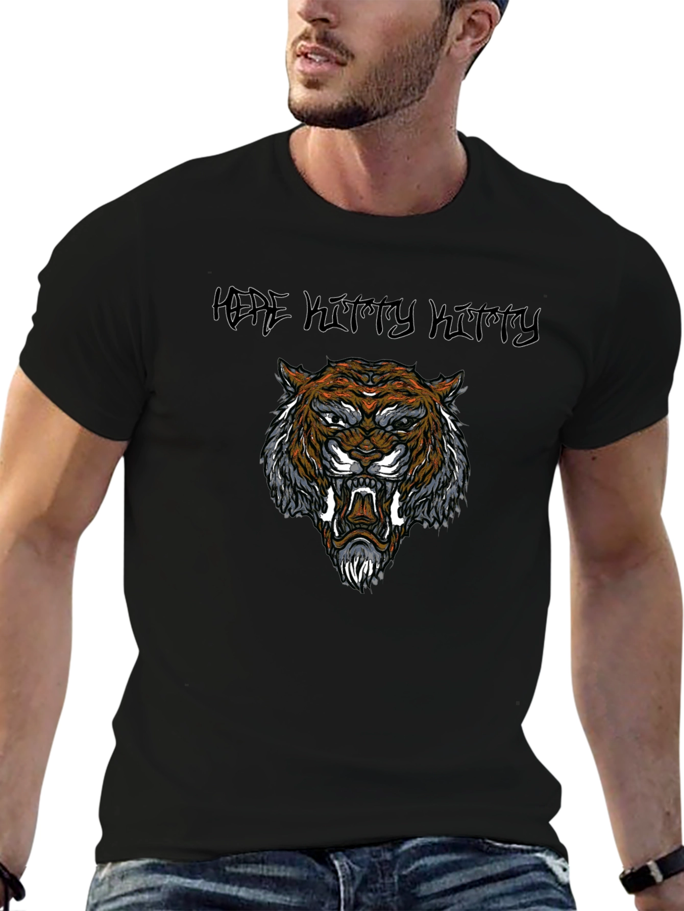 Tiger Graphic Print Black T-Shirt
