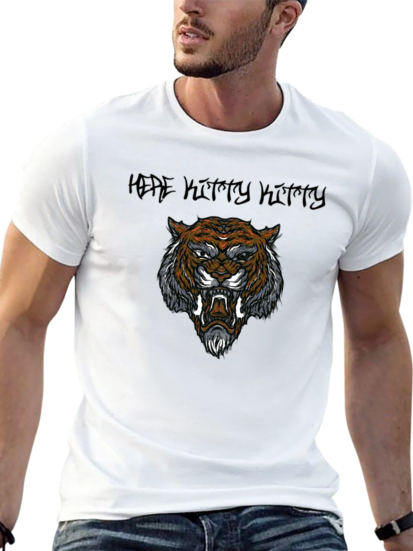 Tiger Graphic Print Black T-Shirt