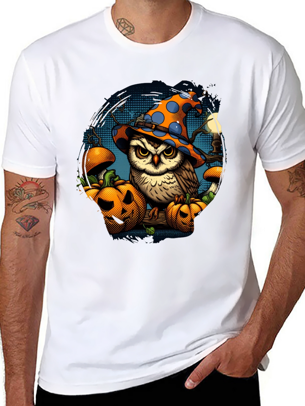 Halloween Owl T-Shirt with Pumpkins