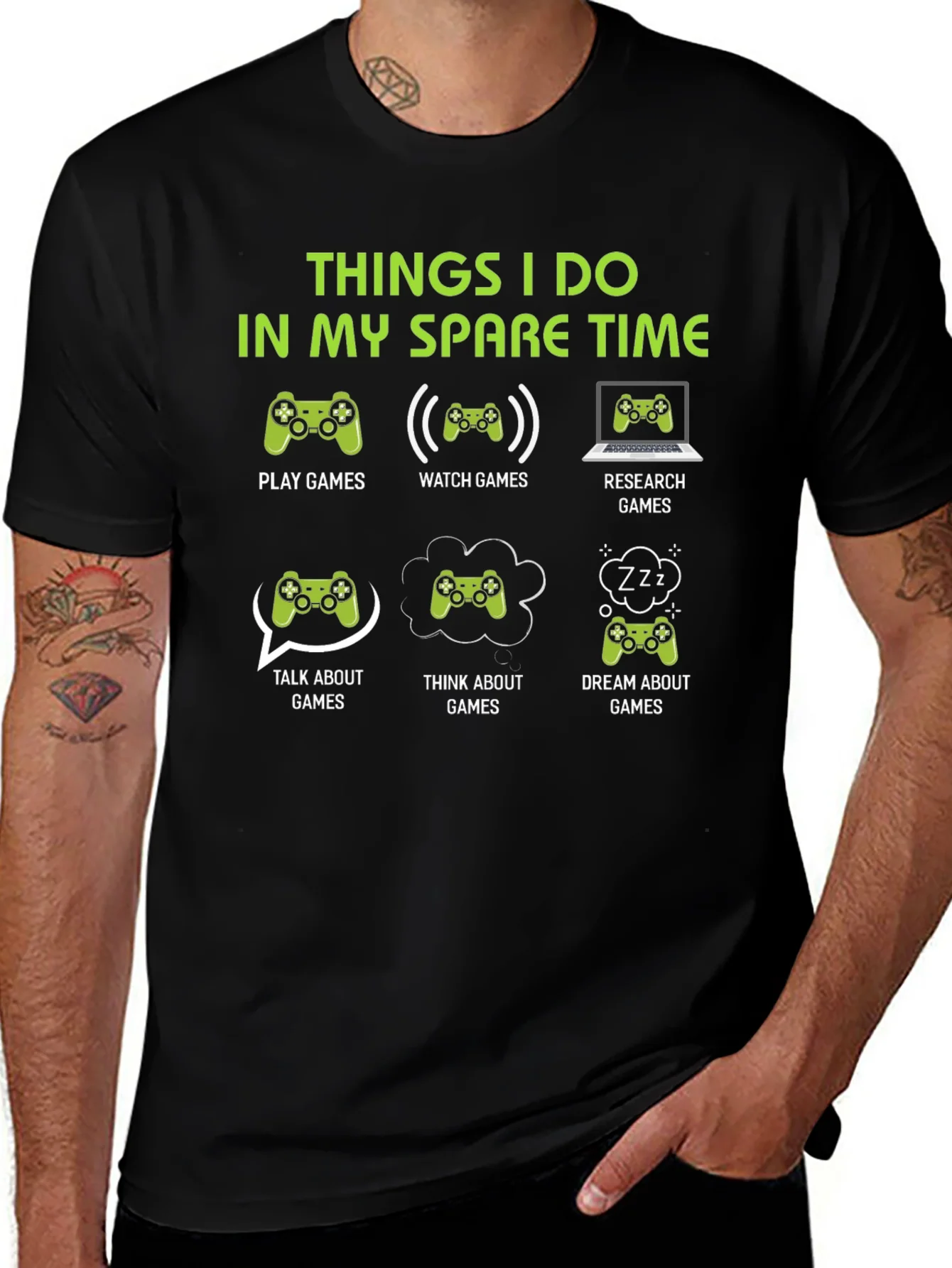 Gamer Spare Time T-Shirt - Play Watch Research Games