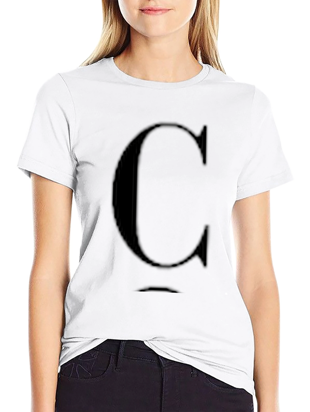 Mens Black T-Shirt with Letter C Design