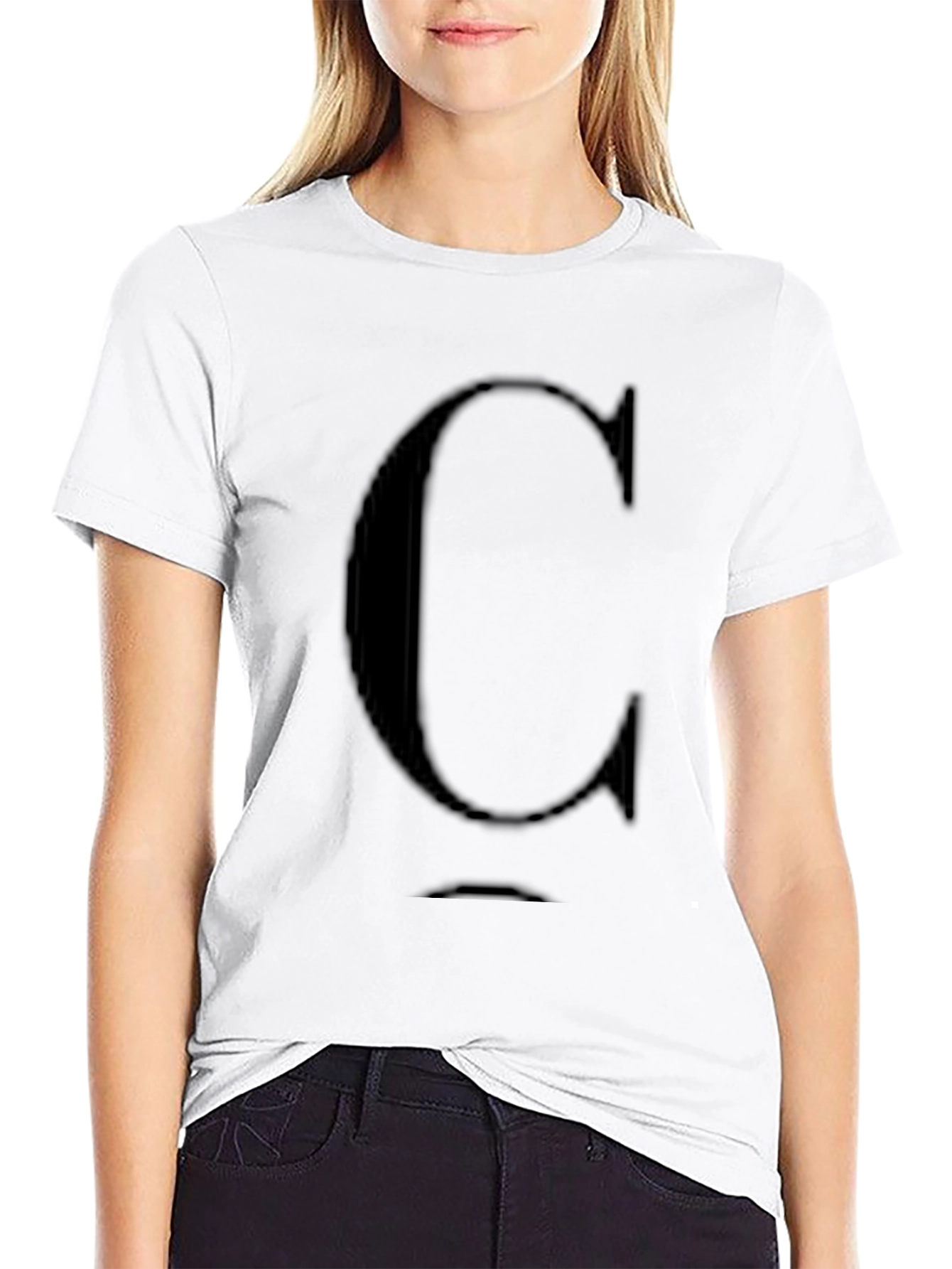 Mens Black T-Shirt with Letter C Design