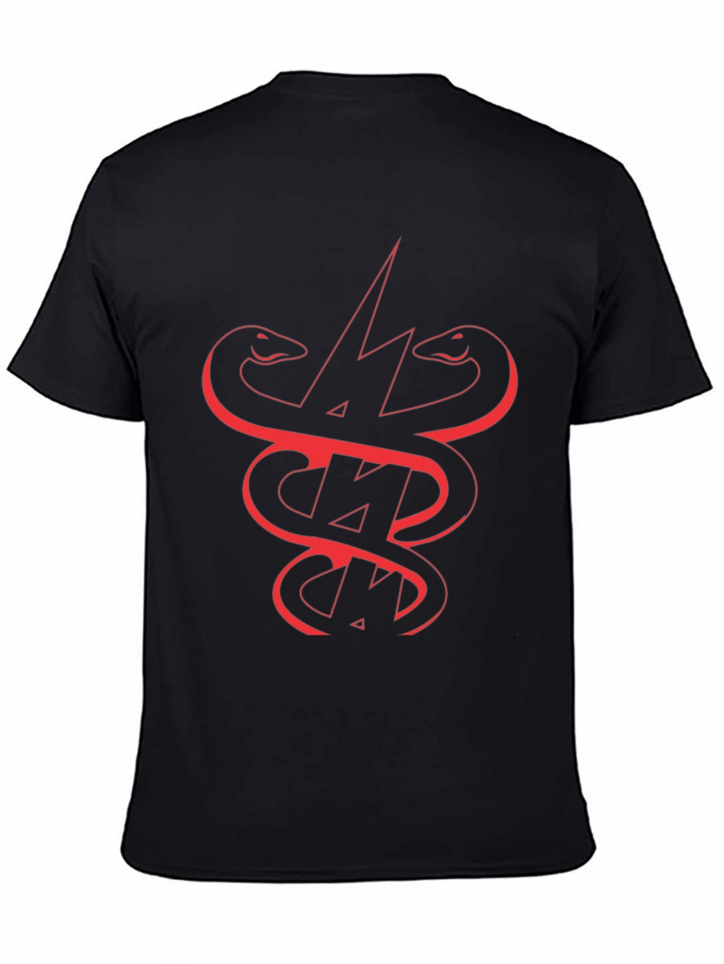 Black T-Shirt with Snake and Lightning Bolt Graphic