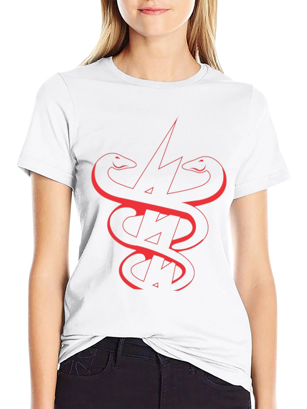 Black T-Shirt with Snake and Lightning Bolt Graphic
