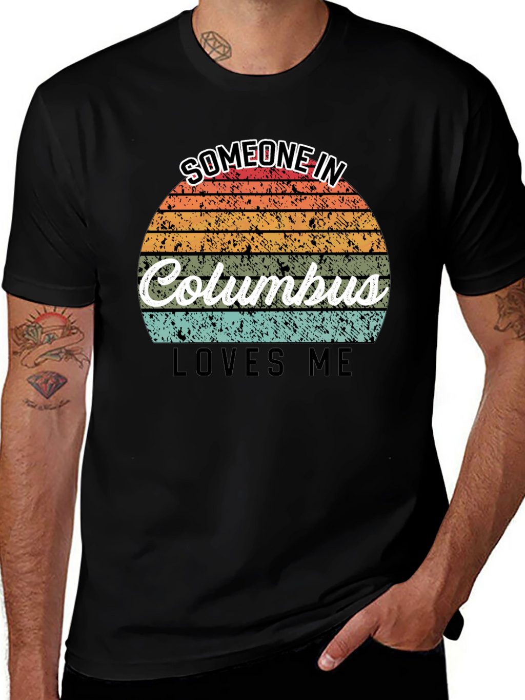 Someone In Columbus Loves Me Black T-Shirt