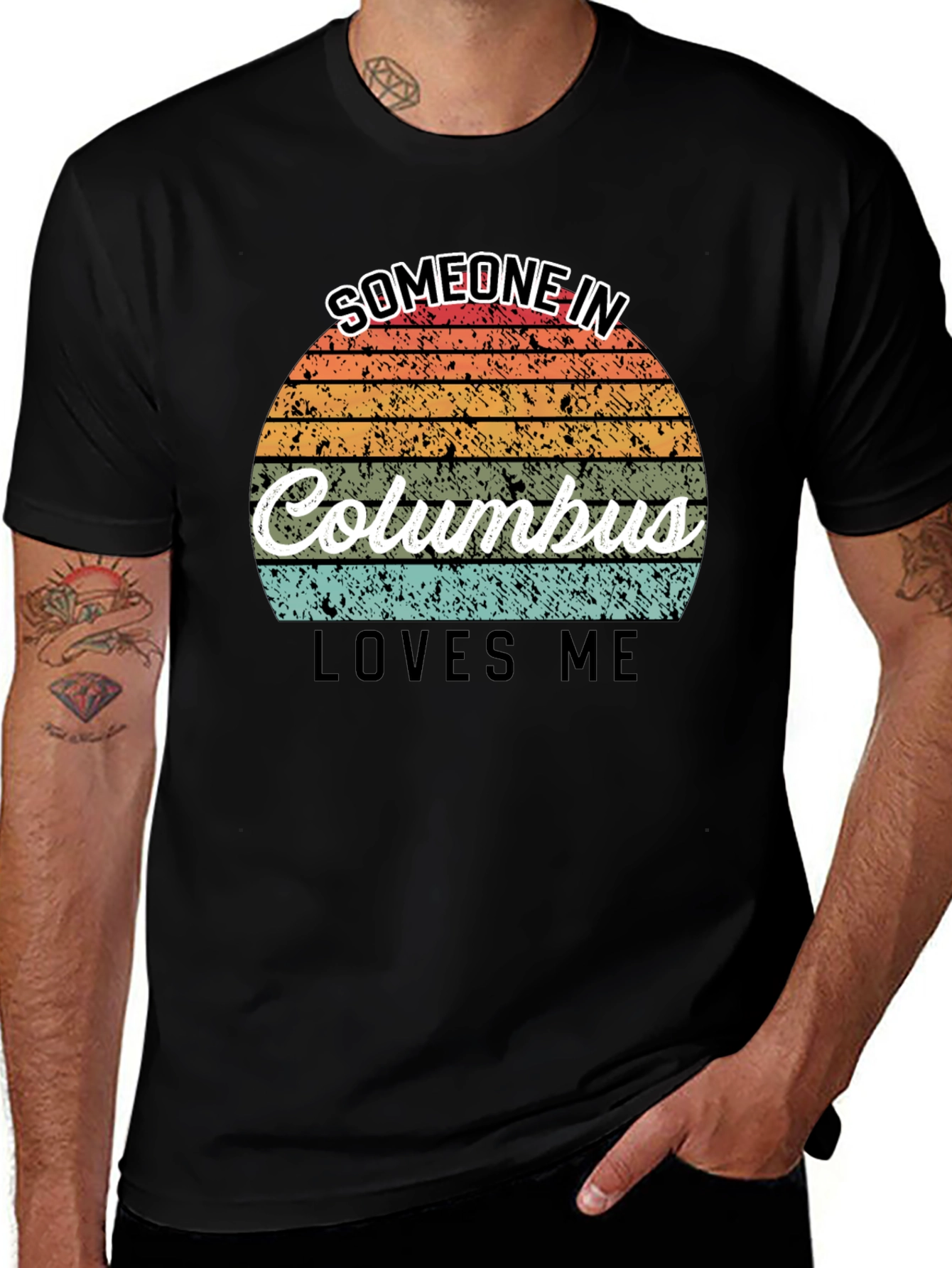 Someone In Columbus Loves Me Black T-Shirt