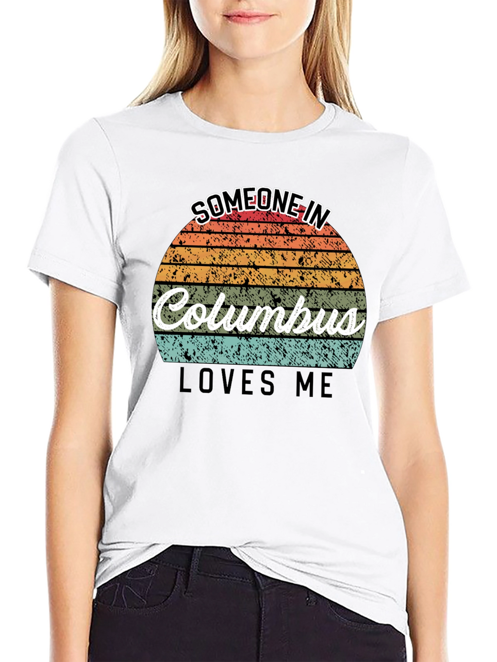 Someone In Columbus Loves Me Black T-Shirt
