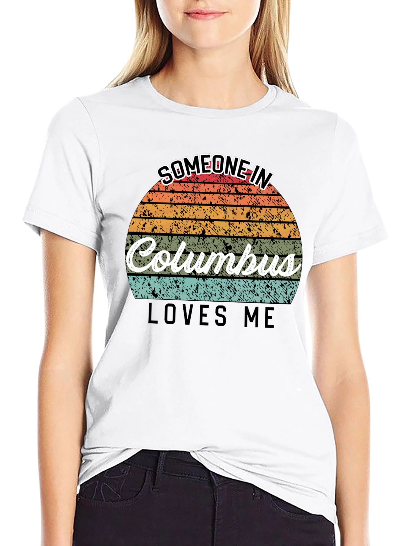 Someone In Columbus Loves Me Black T-Shirt