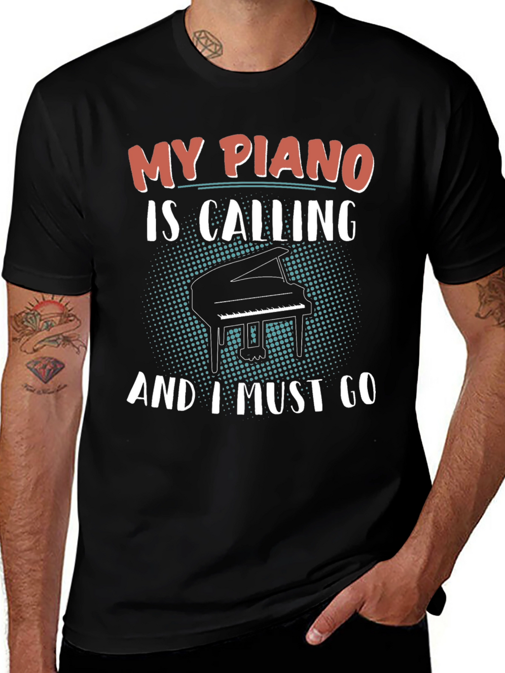 My Piano Is Calling Black T-Shirt