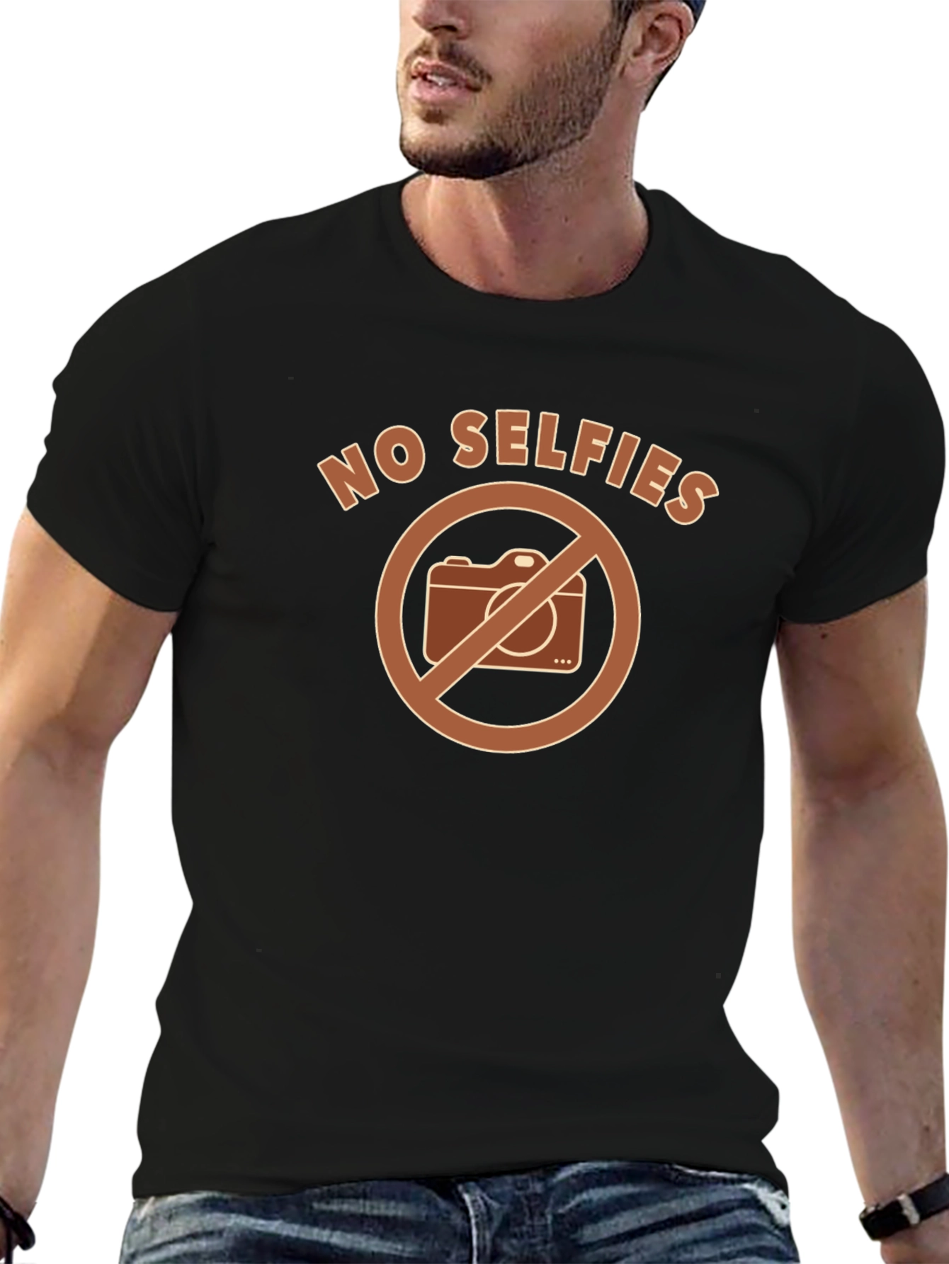 No Selfies Graphic T-Shirt - Funny Novelty Tee