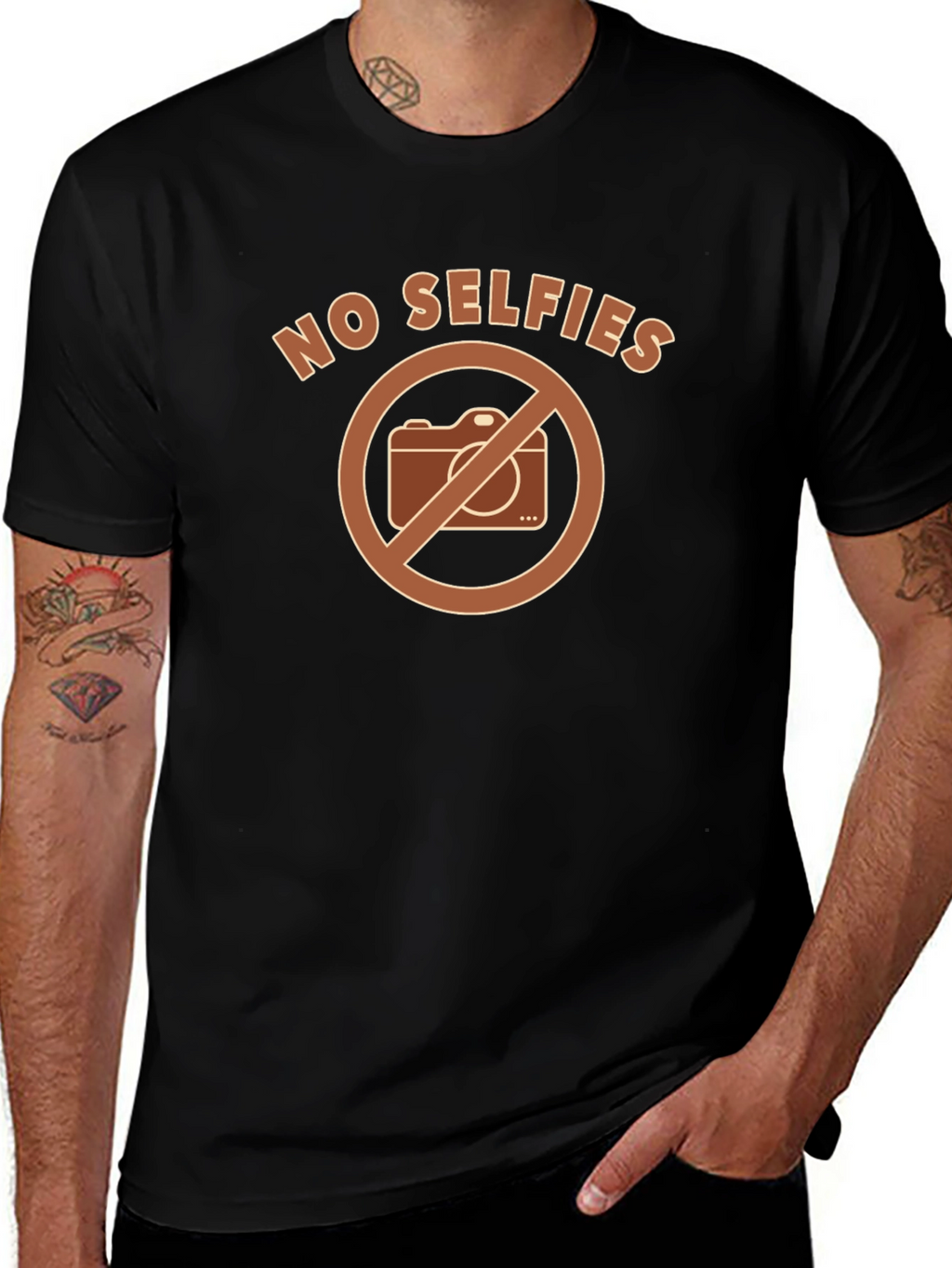 No Selfies Graphic T-Shirt - Funny Novelty Tee