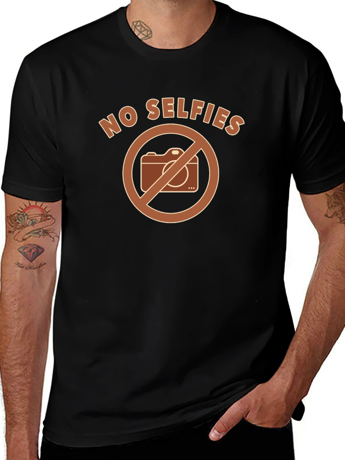 No Selfies Graphic T-Shirt - Funny Novelty Tee