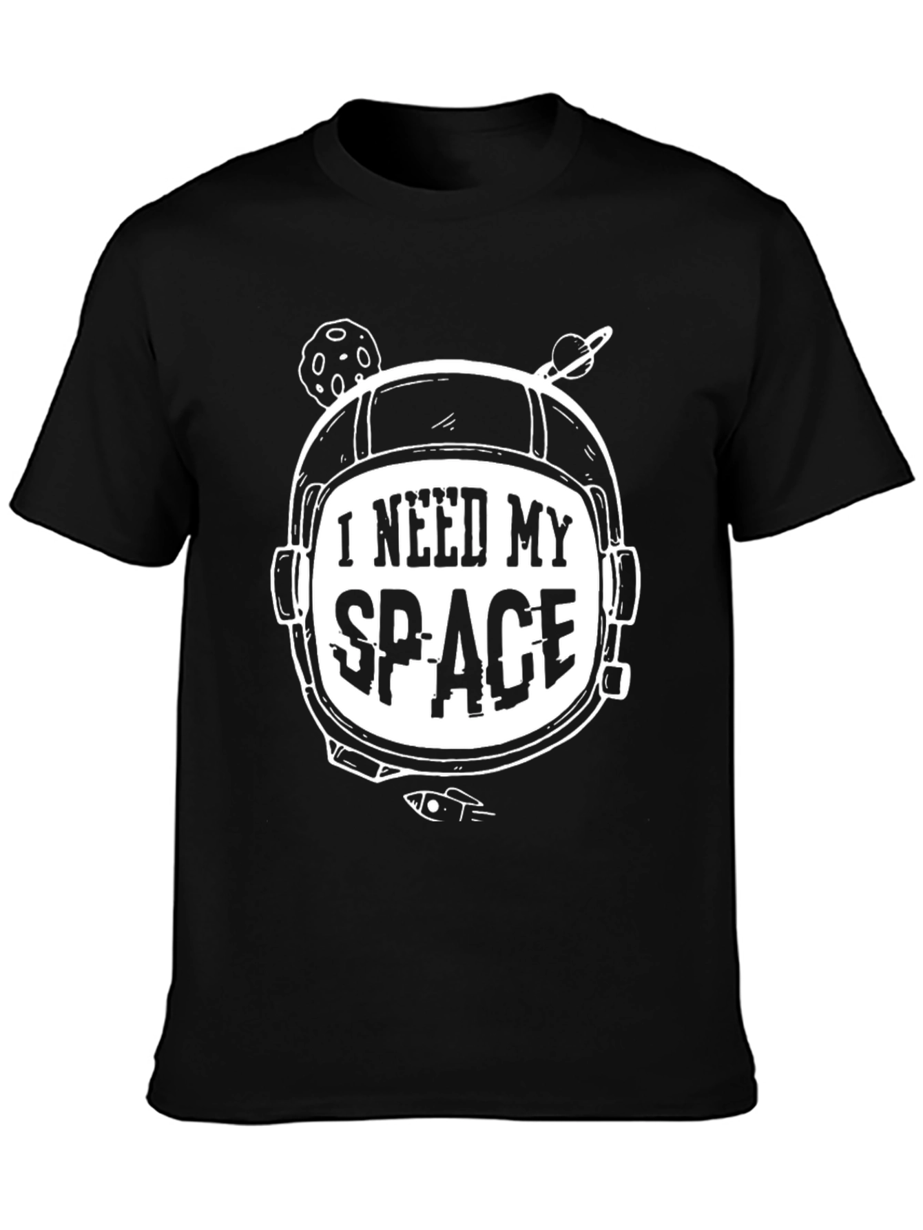 I Need My Space Black T-Shirt - Astronaut Design