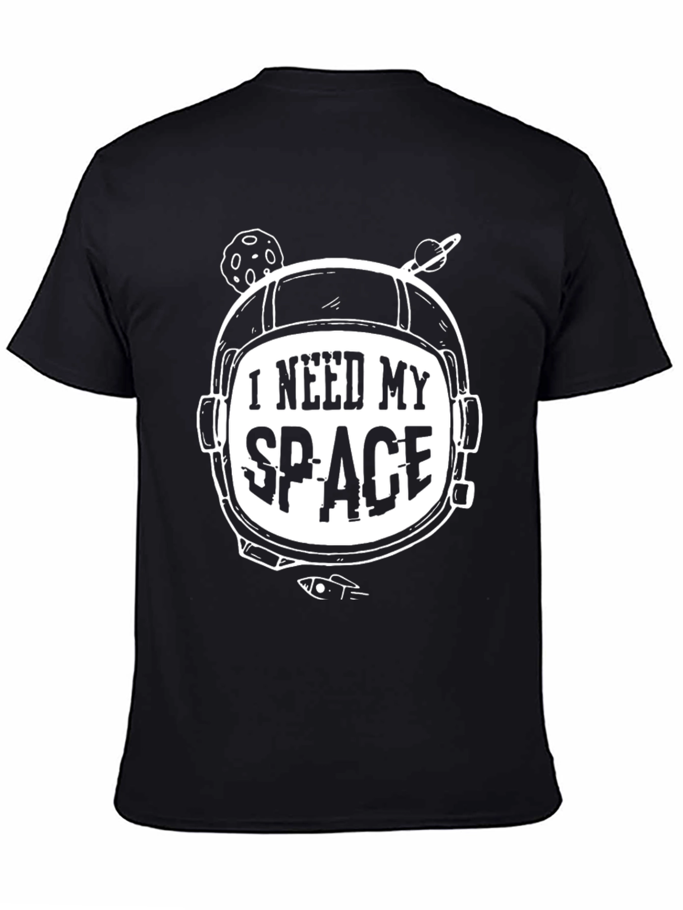 I Need My Space Black T-Shirt - Astronaut Design