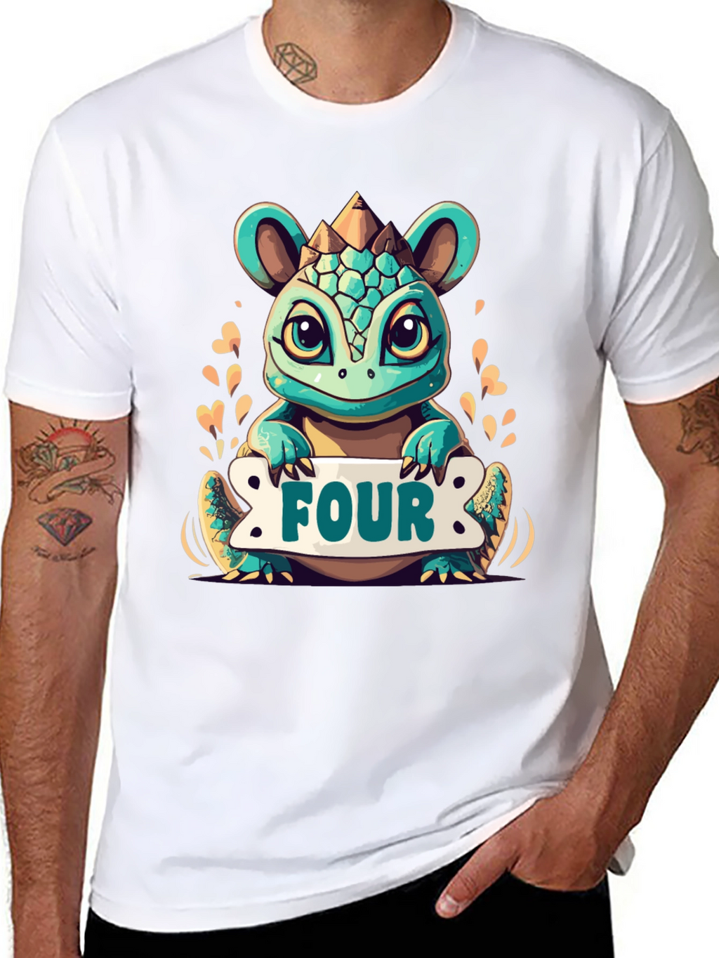 Cute 4th Birthday Dinosaur T-Shirt for Kids