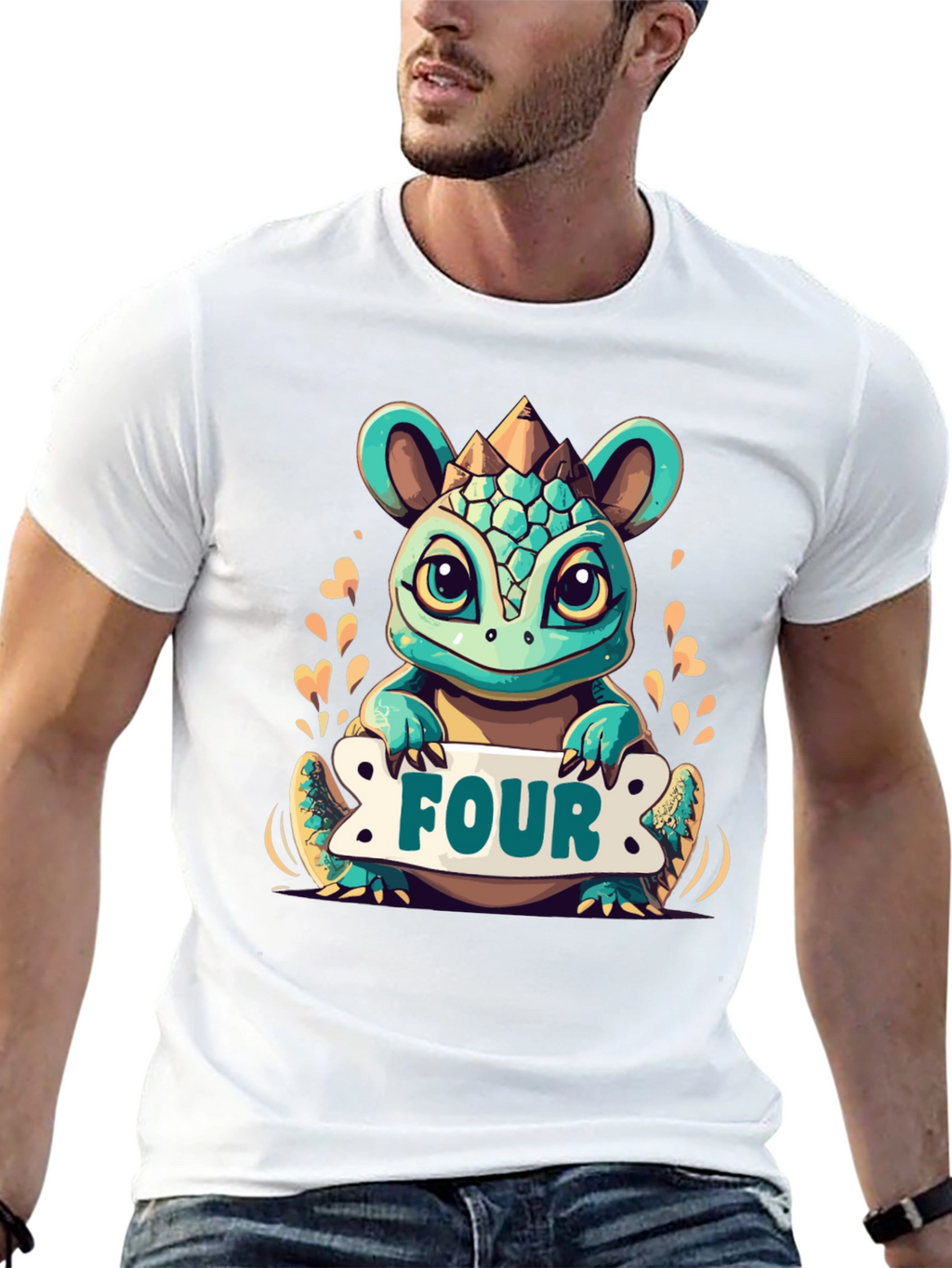 Cute 4th Birthday Dinosaur T-Shirt for Kids