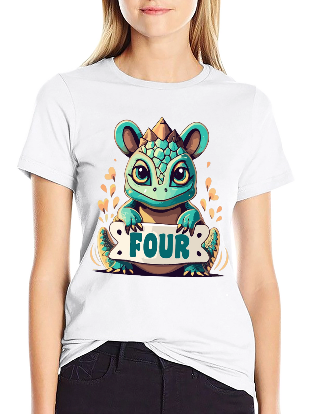Cute 4th Birthday Dinosaur T-Shirt for Kids