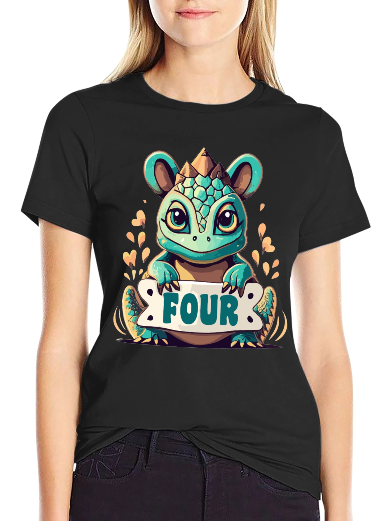 Cute 4th Birthday Dinosaur T-Shirt for Kids