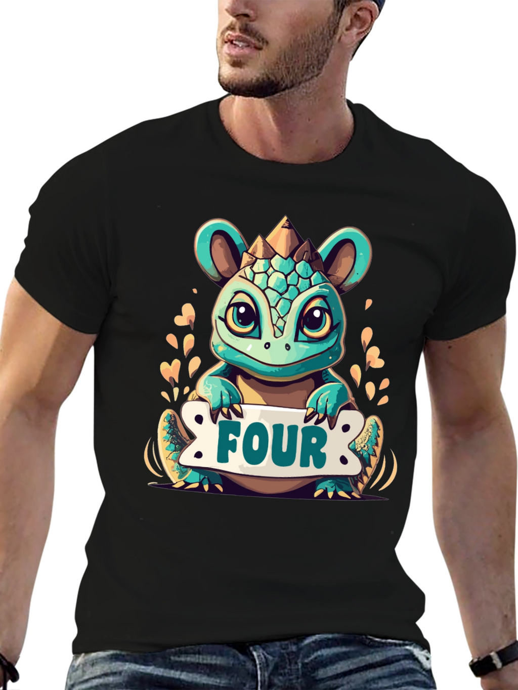Cute 4th Birthday Dinosaur T-Shirt for Kids