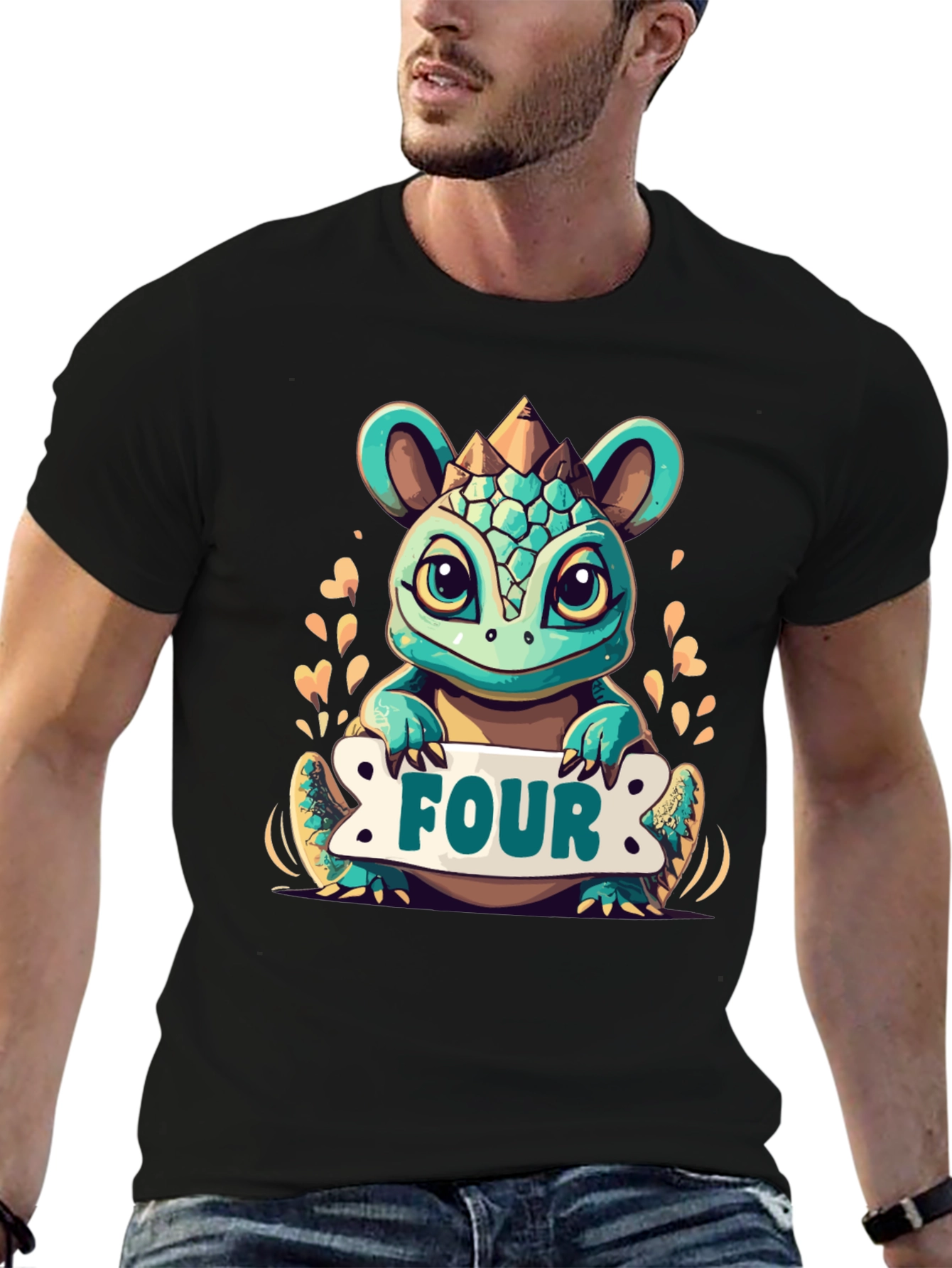 Cute 4th Birthday Dinosaur T-Shirt for Kids