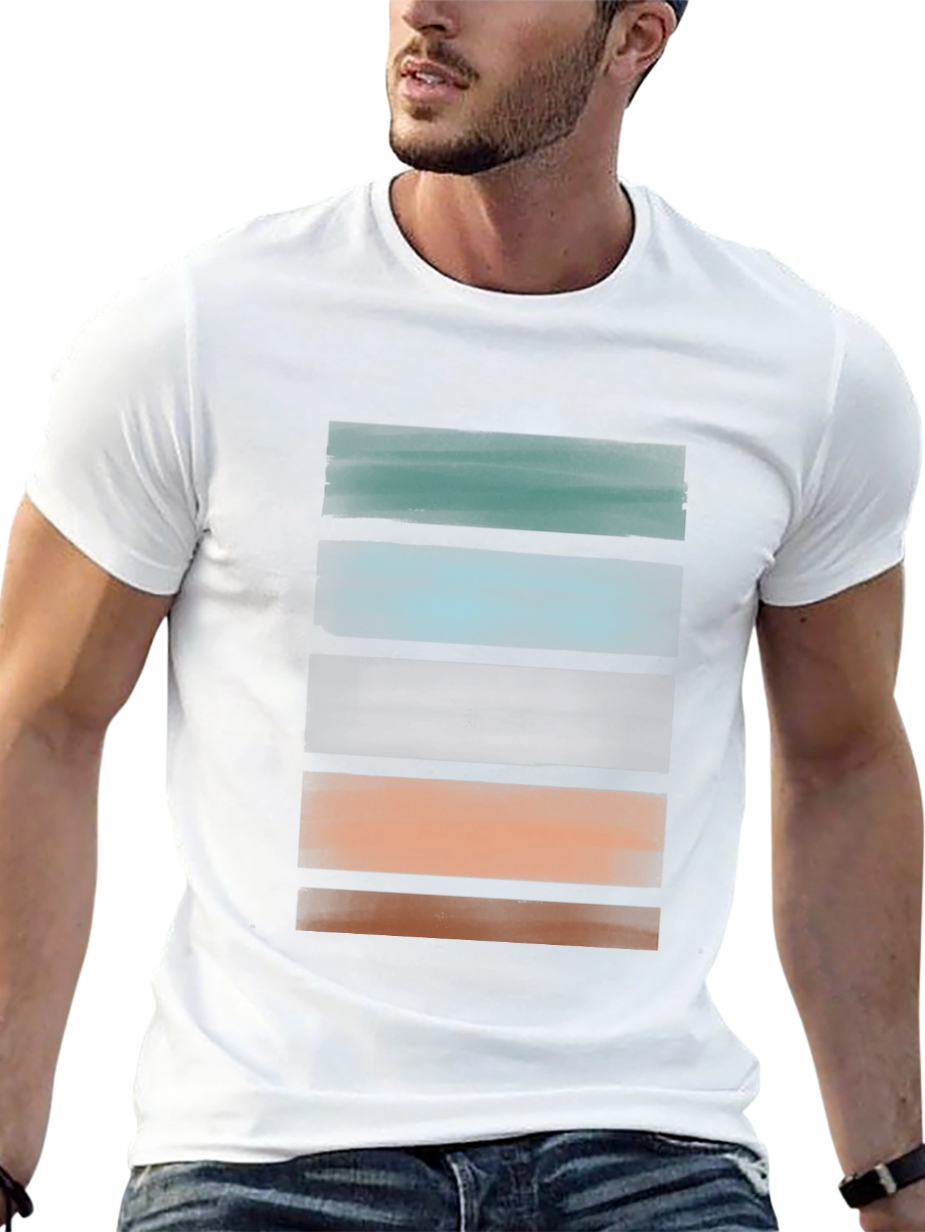 Abstract Stripe Graphic Tee - Modern Casual Shirt