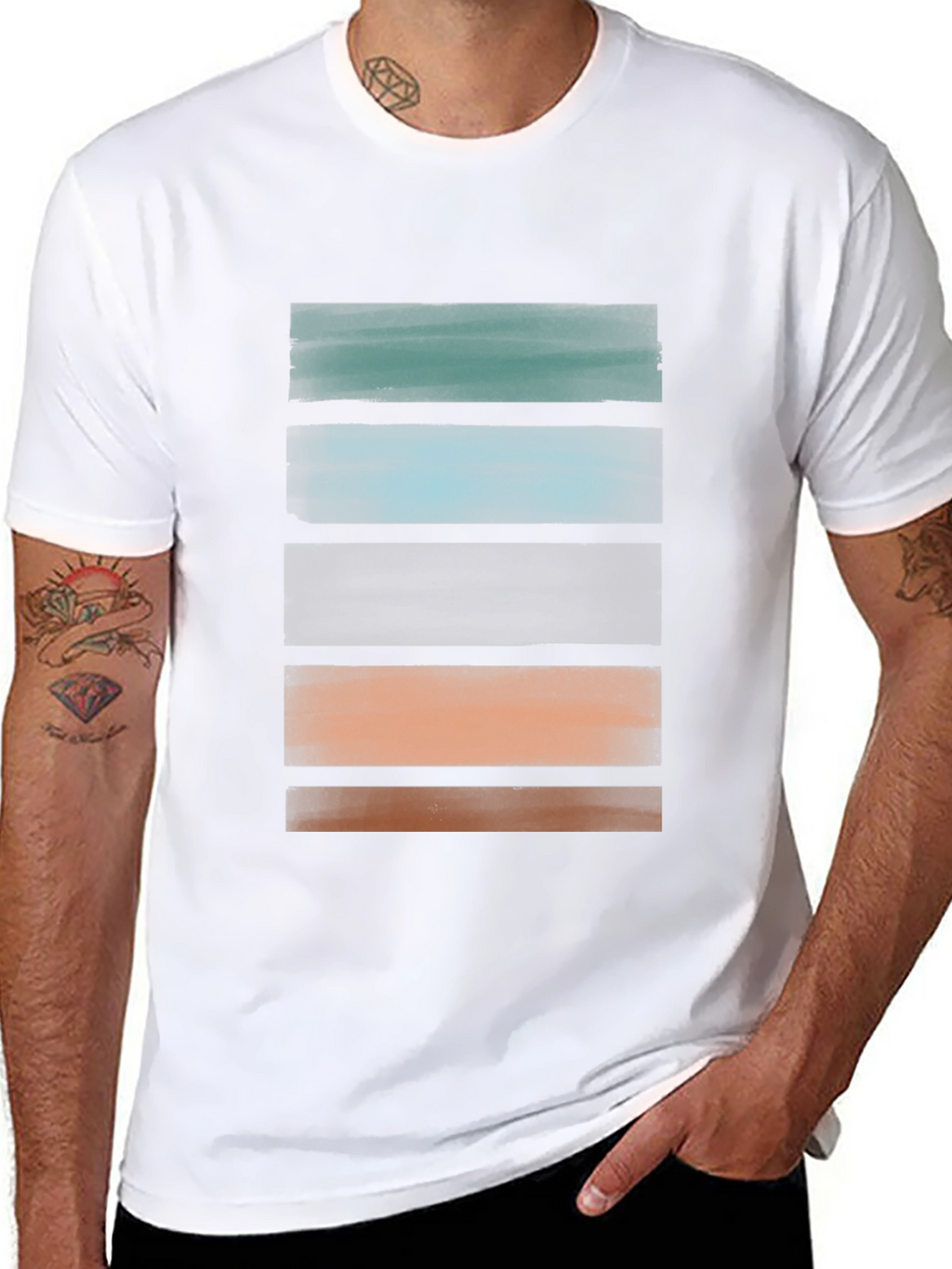 Abstract Stripe Graphic Tee - Modern Casual Shirt