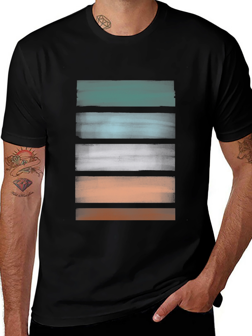 Abstract Stripe Graphic Tee - Modern Casual Shirt