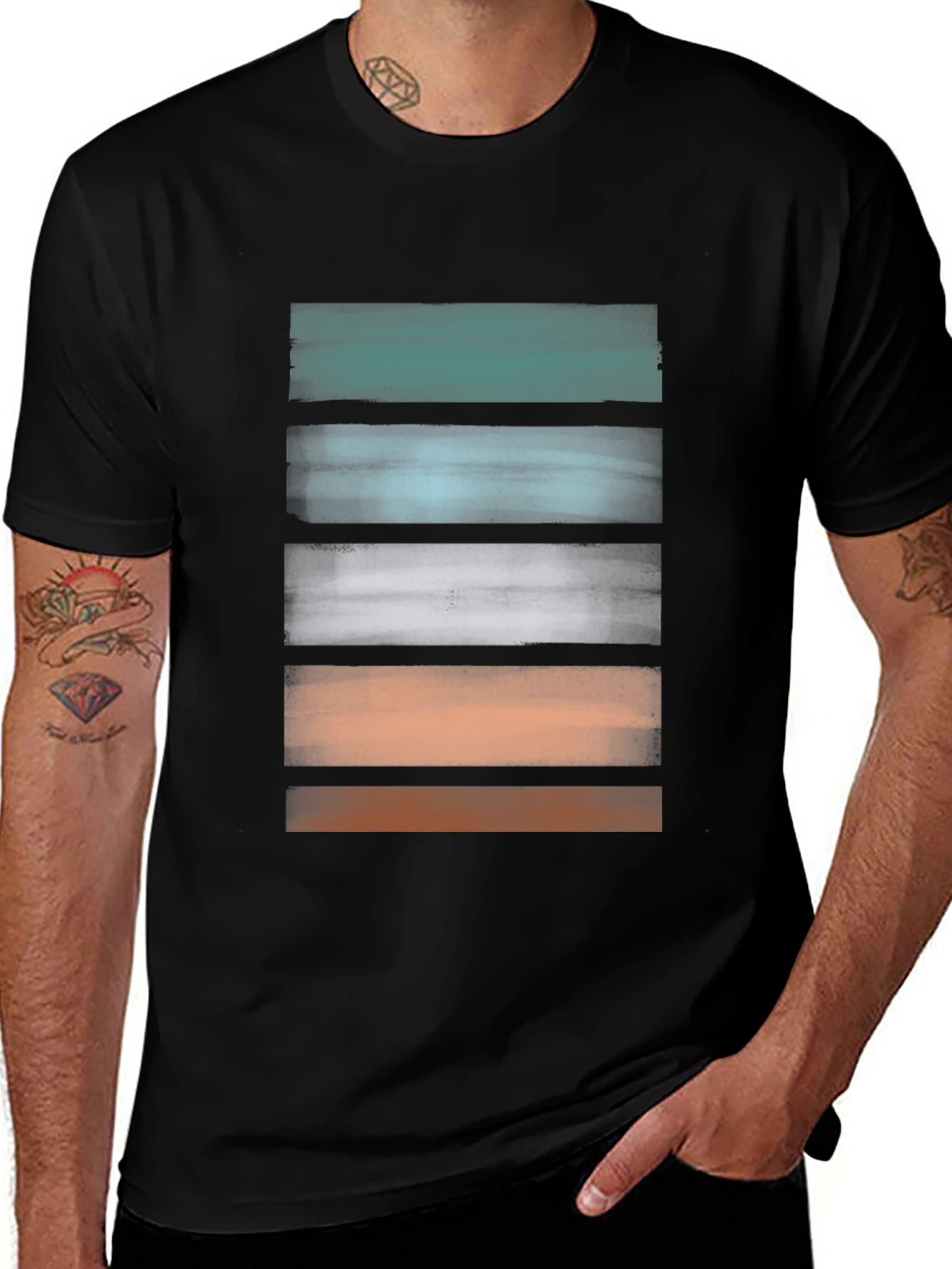 Abstract Stripe Graphic Tee - Modern Casual Shirt