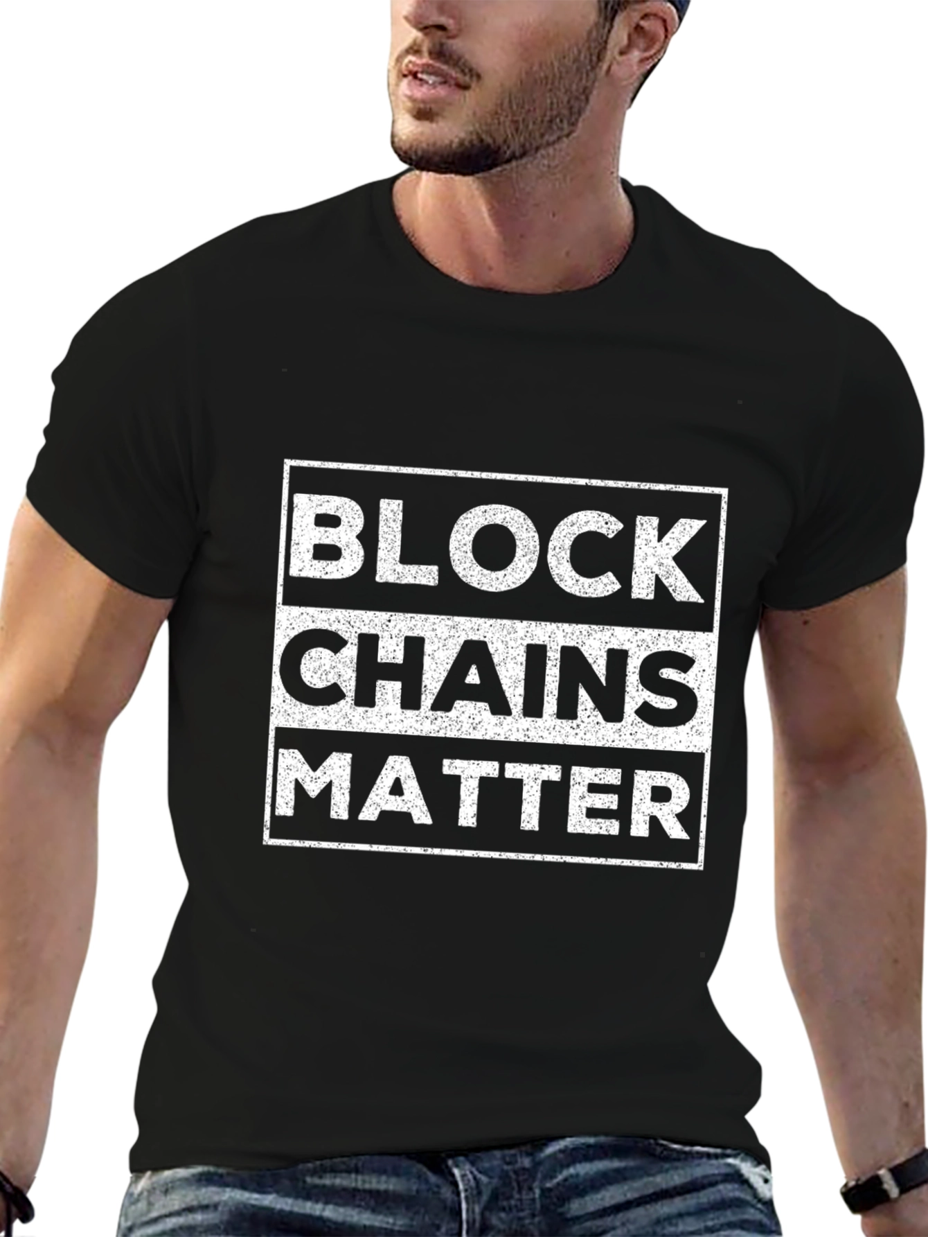 Block Chains Matter Graphic Tee - Soft Cotton Casual T-Shirt