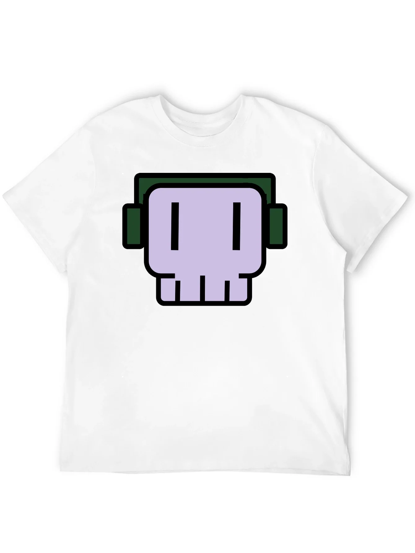 Skull with Headphones Graphic Tee - Black