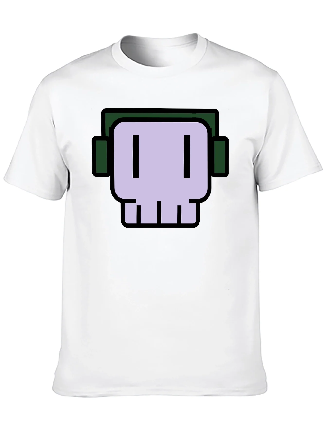 Skull with Headphones Graphic Tee - Black