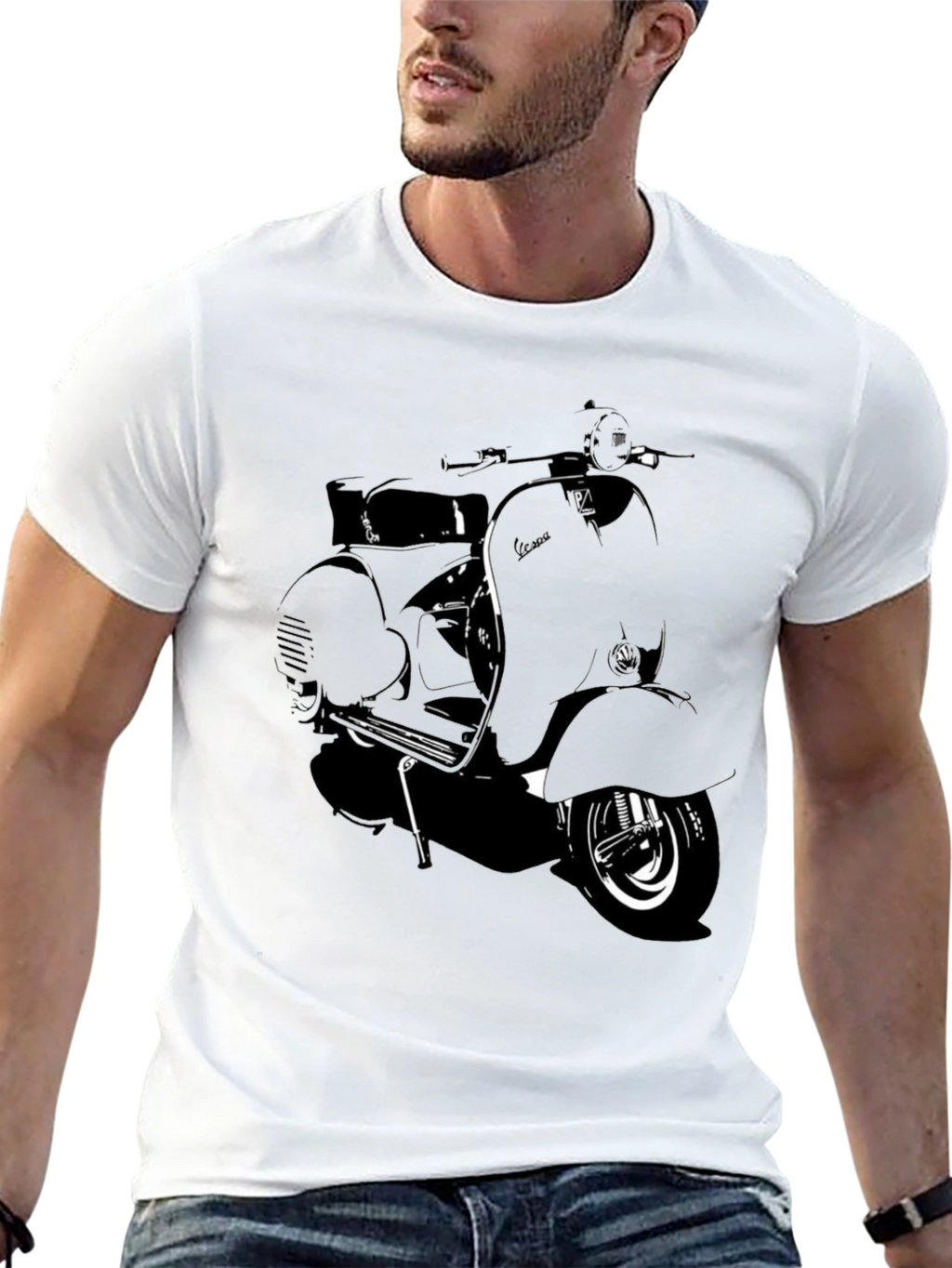 Retro Scooter Graphic T-Shirt - Black