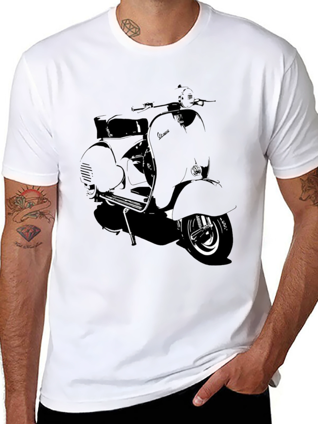 Retro Scooter Graphic T-Shirt - Black