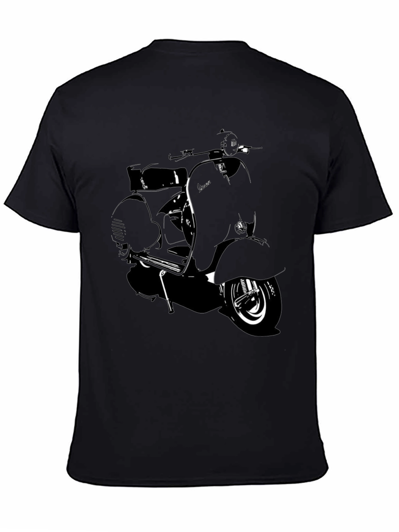 Retro Scooter Graphic T-Shirt - Black