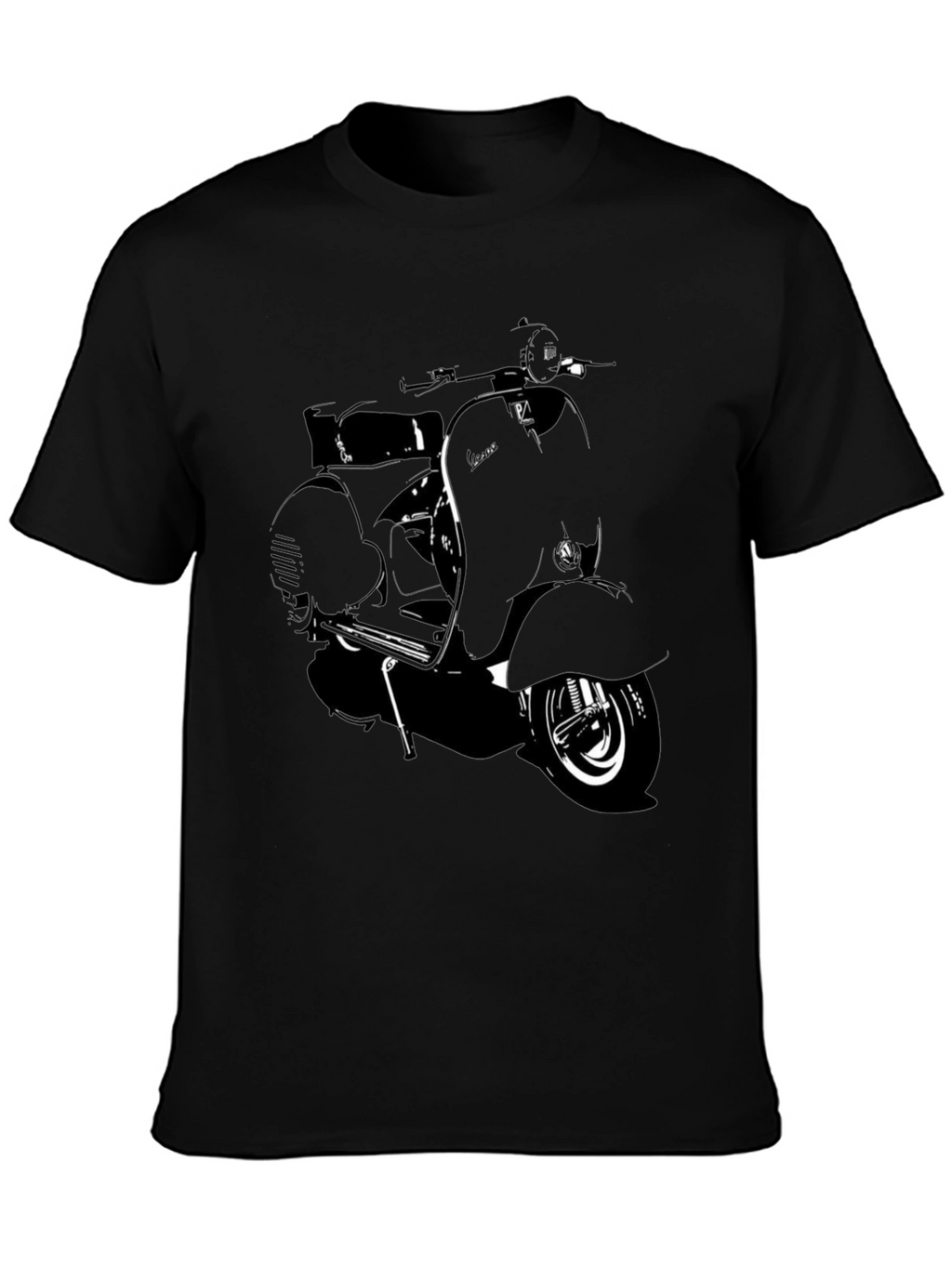 Retro Scooter Graphic T-Shirt - Black