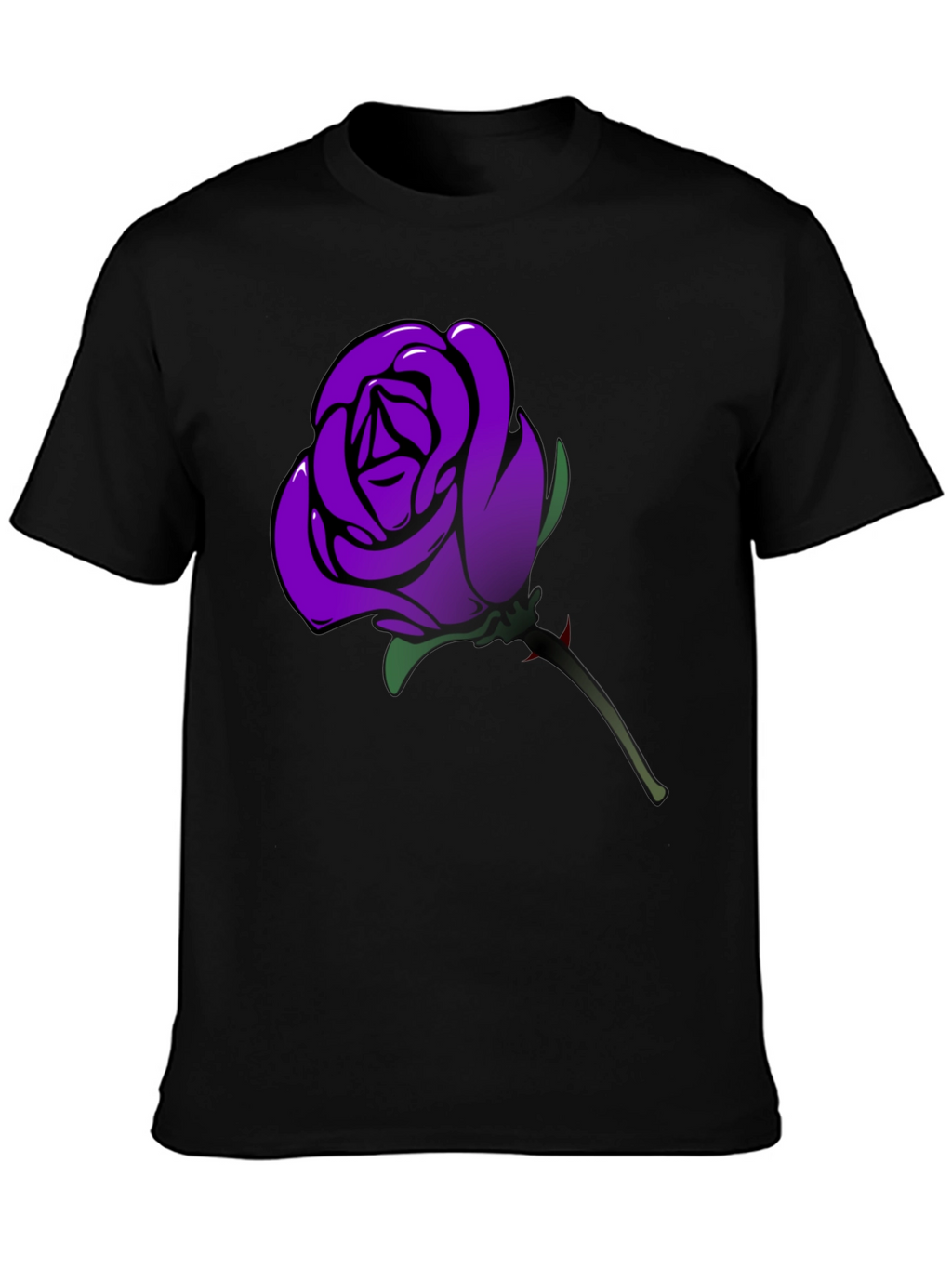 Purple Rose Graphic T-Shirt - Mens Black Tee