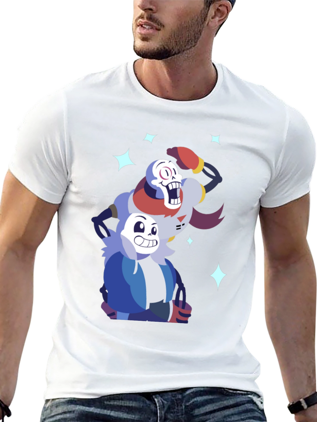 Undertale Sans and Papyrus Black Graphic Tee