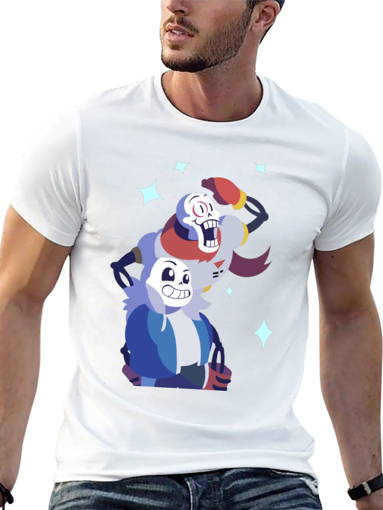 Undertale Sans and Papyrus Black Graphic Tee