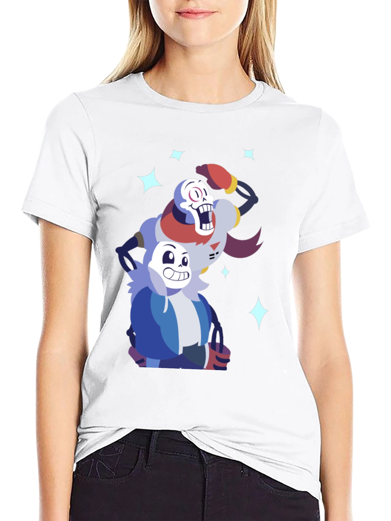 Undertale Sans and Papyrus Black Graphic Tee